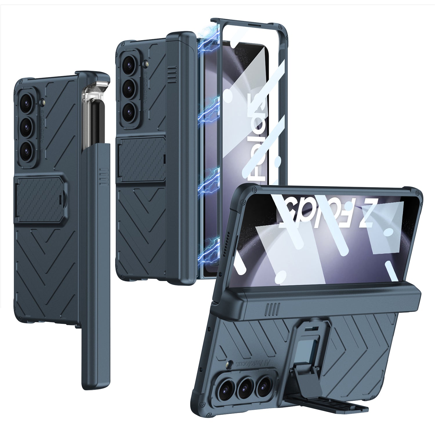 GKK Armor Kickstand Phone Case for Samsung Galaxy Z Fold5 5G Pen Slot PC Phone Cover with Tempered Glass Screen Film GKK Armor Kickstand Phone Case for Samsung Galaxy Z Fold5 5G Pen Slot PC Phone Cover with Tempered Glass Screen Film